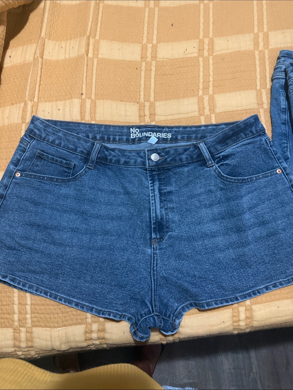 No Boundaries Women's Indigo Denim Shortalls